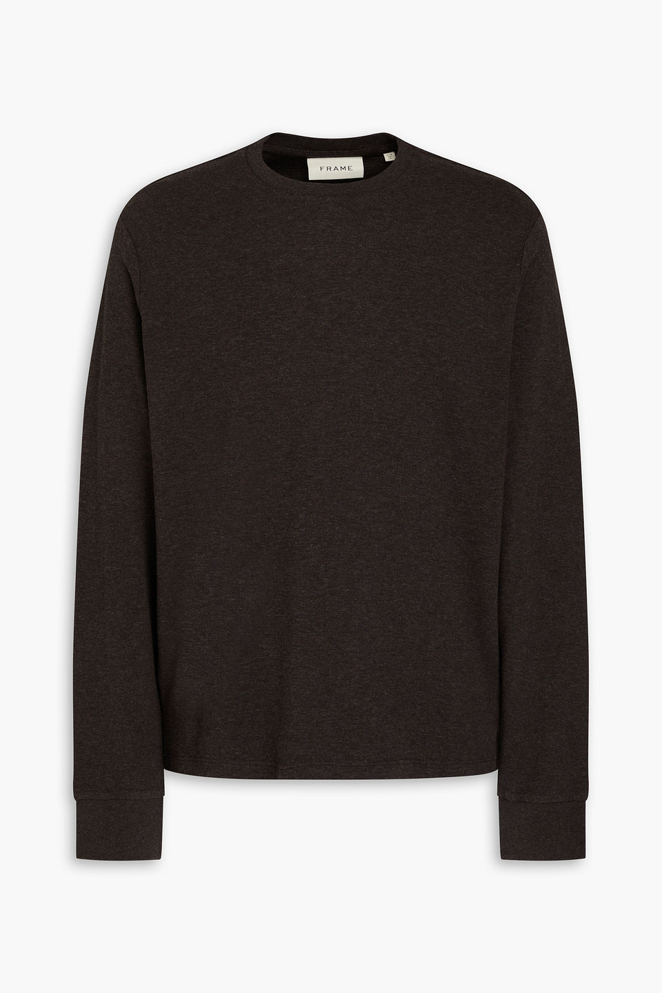Frame Heather Duofold Long Sleeve Tee In Chocolate