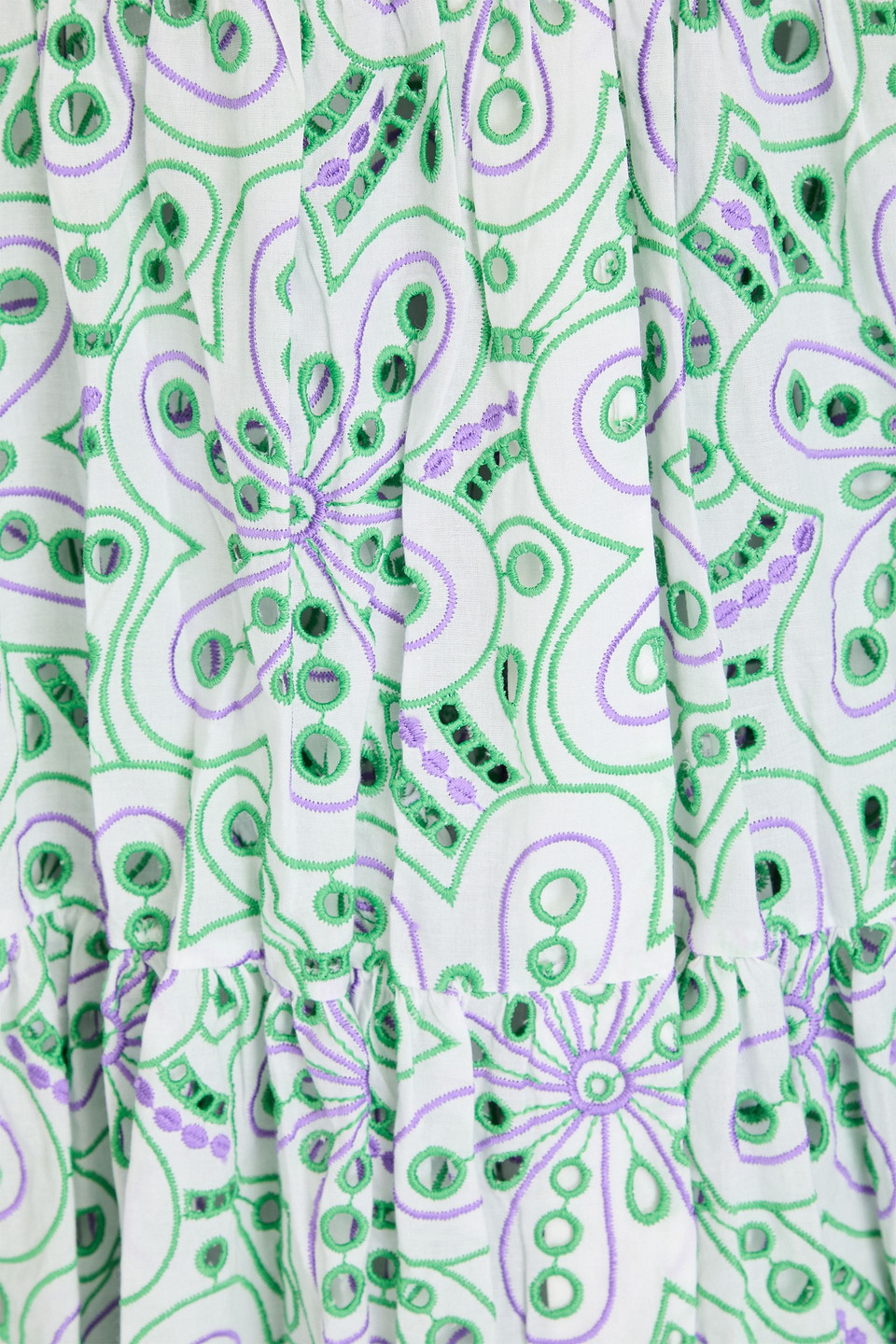 Charo Ruiz Lana Tiered Broderie Anglaise Cotton-blend Midi Dress In Lilac