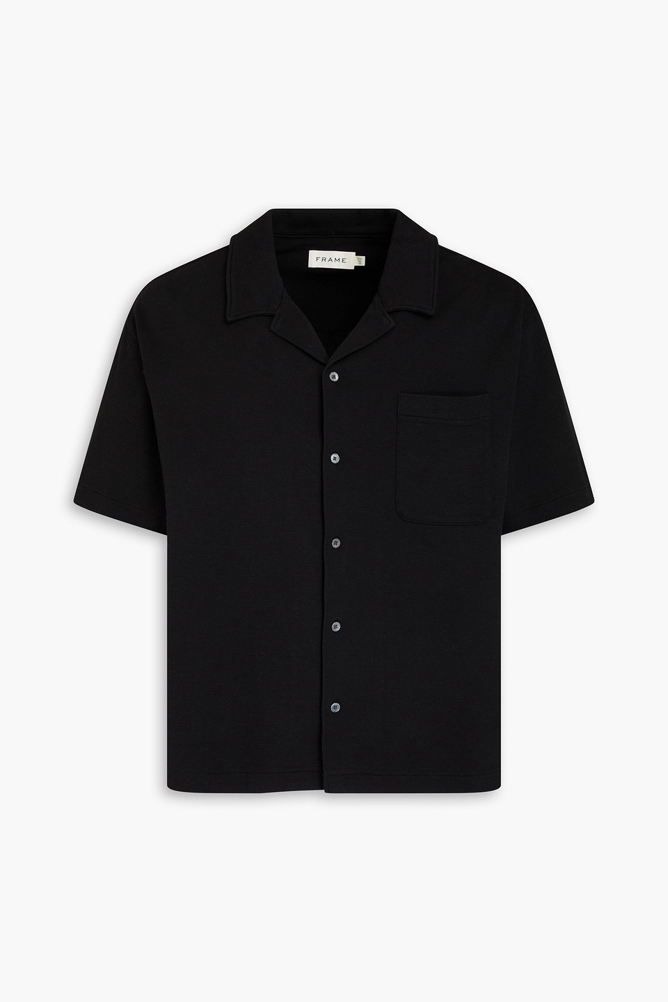 Frame Duo Fold Relaxed Short Sleeve Button-up Shirt In Black