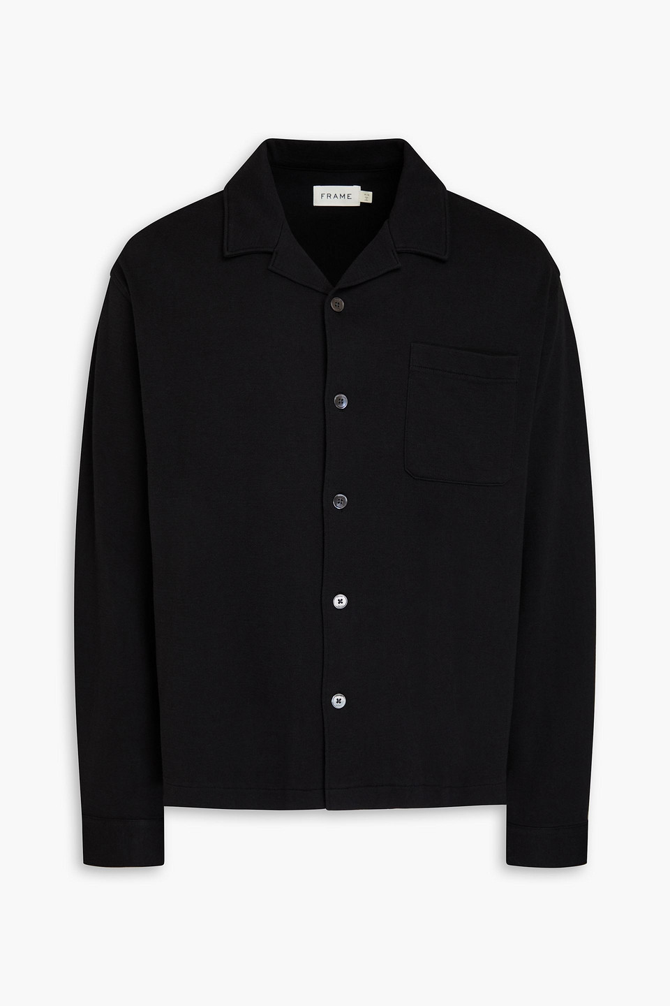Frame Waffle Textured Button-up Shirt In Black