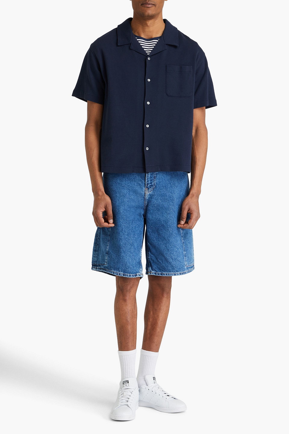 Frame Cotton-jersey Shirt In Navy