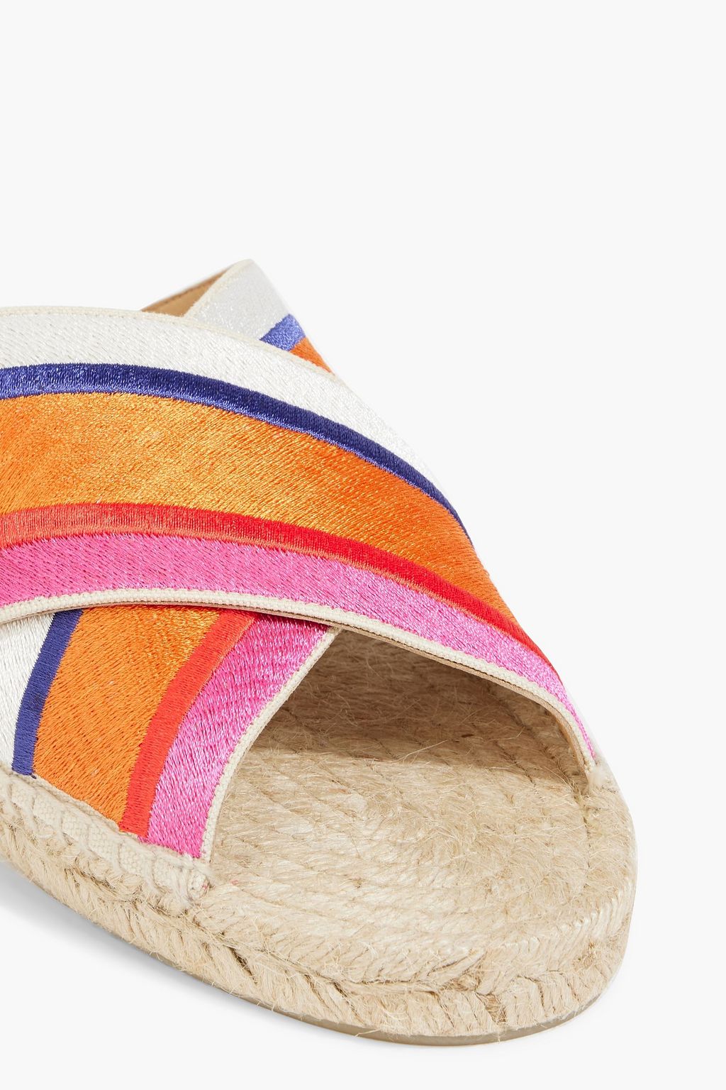 DIANE VON FURSTENBERG X CASTAÑER Paos striped embroidered canvas espadrille sandals