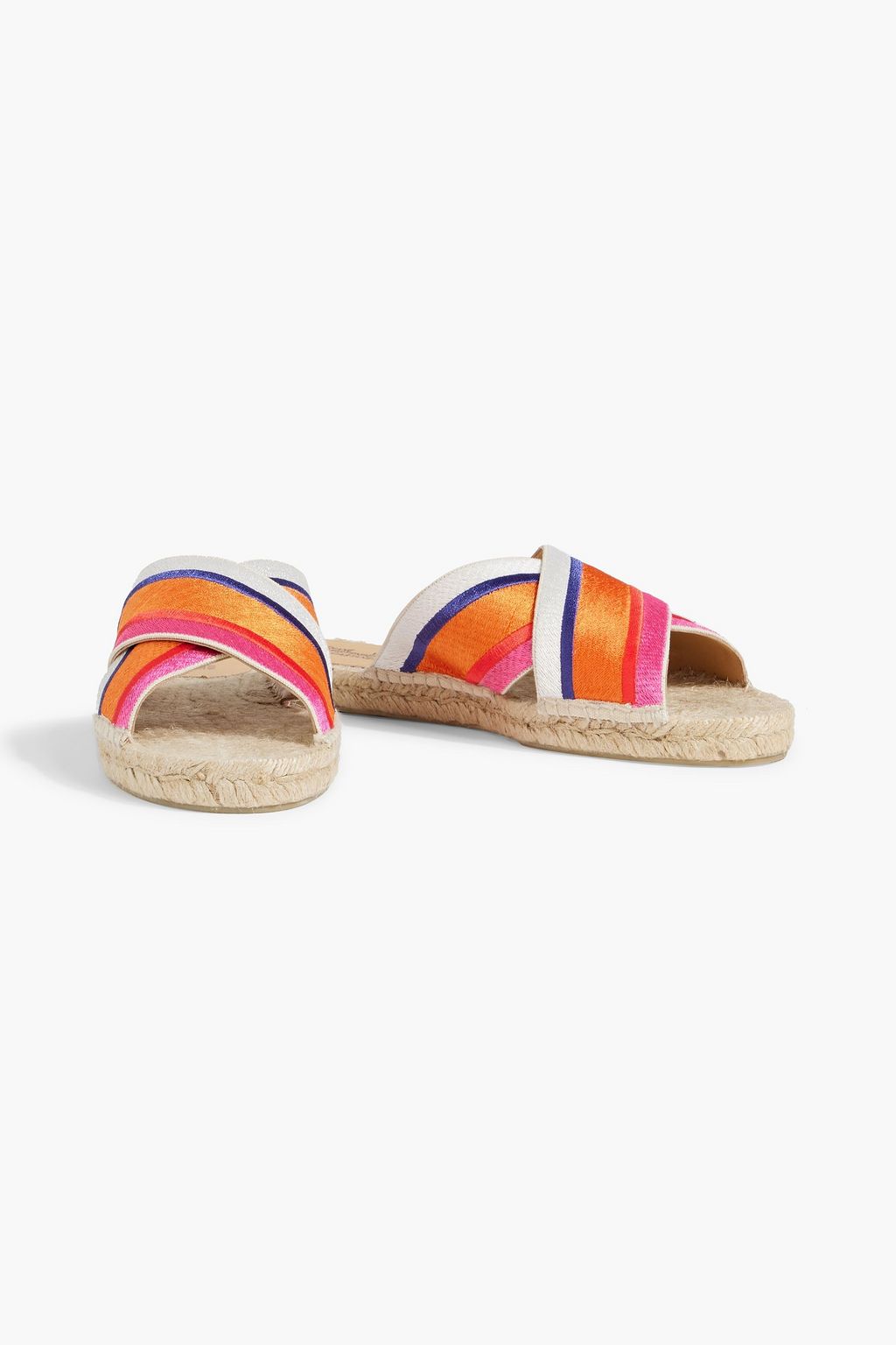 DIANE VON FURSTENBERG X CASTAÑER Paos striped embroidered canvas espadrille sandals