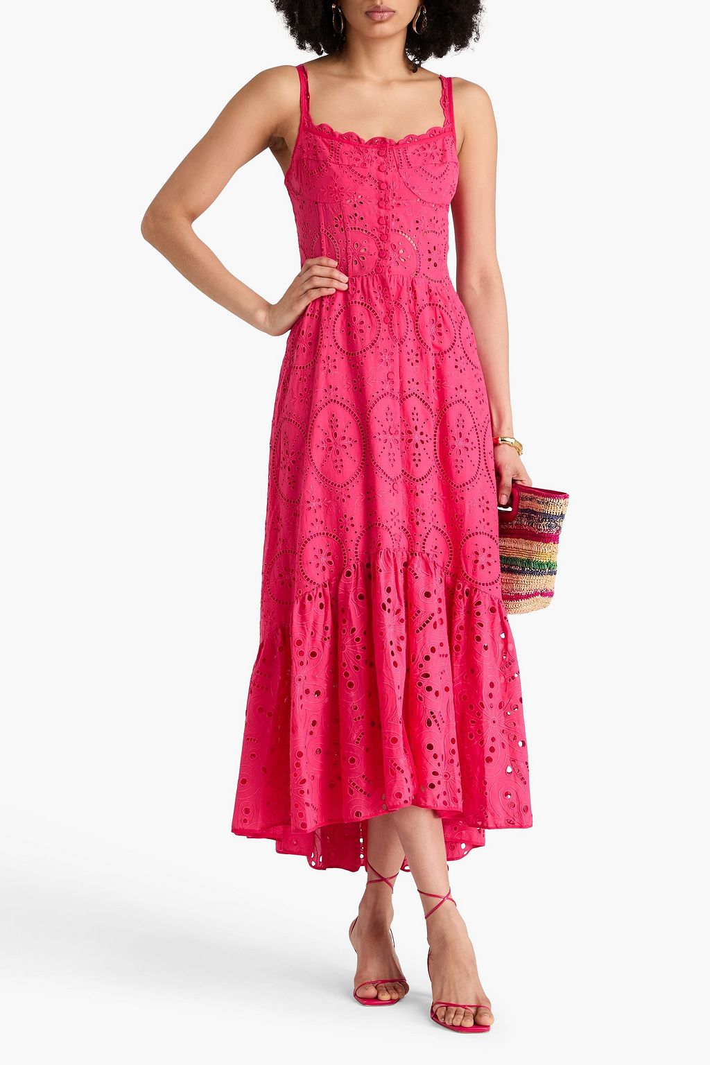CHARO RUIZ IBIZA Irene tiered broderie anglaise cotton-blend maxi dress
