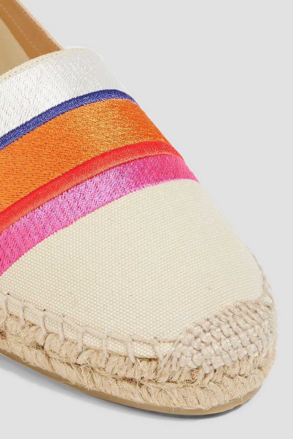 Castaã±er Klea Striped Embroidered Canvas Espadrilles