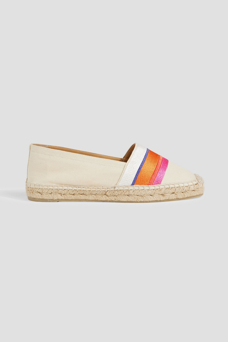 Castaã±er Klea Striped Embroidered Canvas Espadrilles