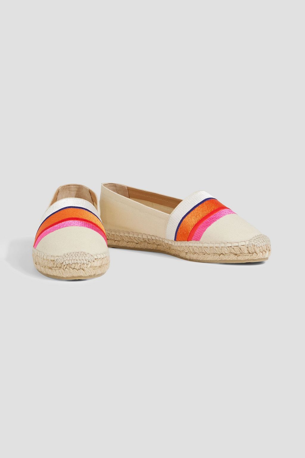 DIANE VON FURSTENBERG X CASTAÑER Klea striped embroidered canvas espadrilles