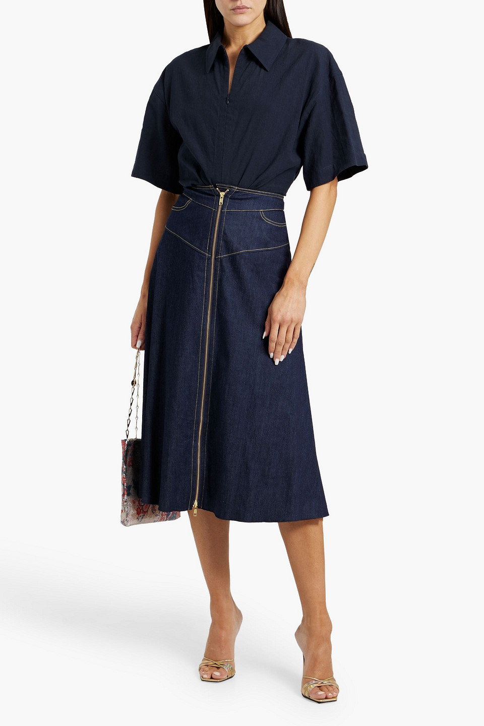 Diane Von Furstenberg Salome Denim Midi Skirt