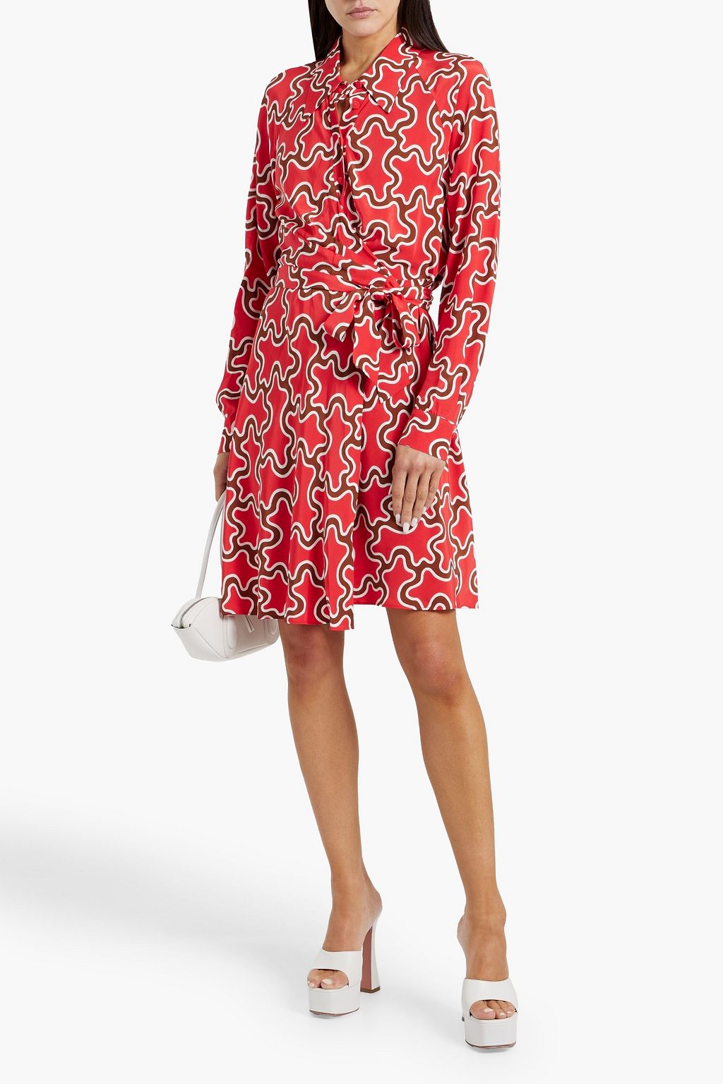 DIANE VON FURSTENBERG 프린트 크레이프 드 신 미니 랩 드레스