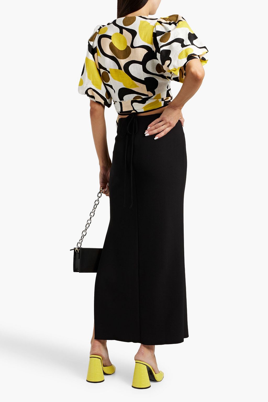 DIANE VON FURSTENBERG Gia cropped printed woven wrap top