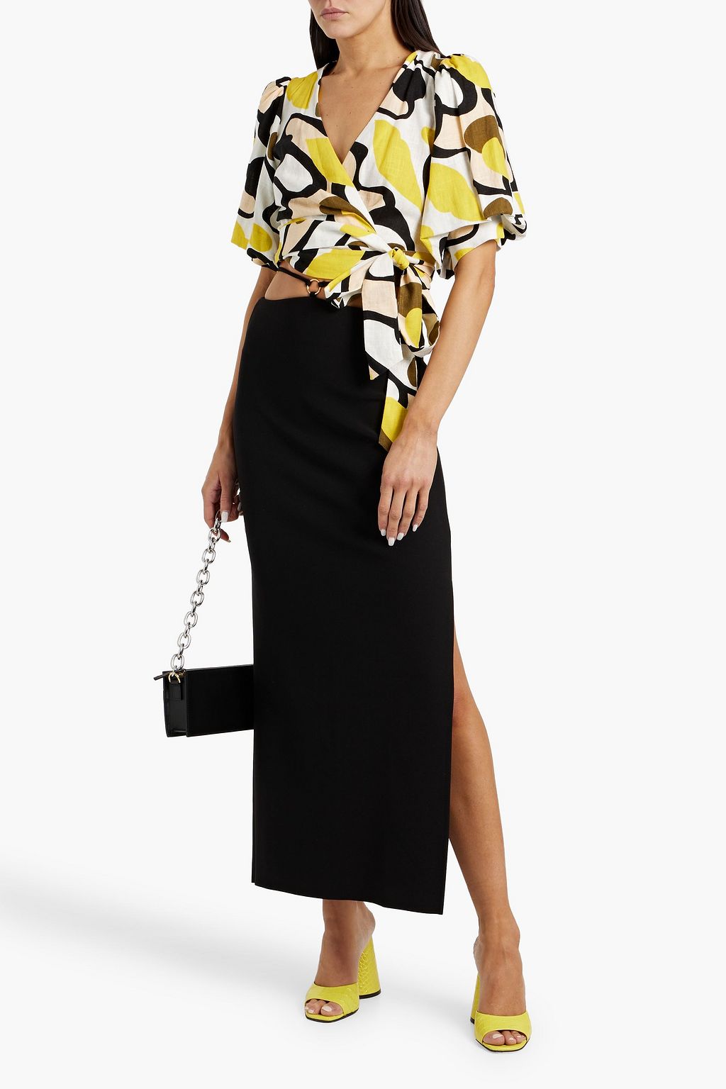 DIANE VON FURSTENBERG Gia cropped printed woven wrap top