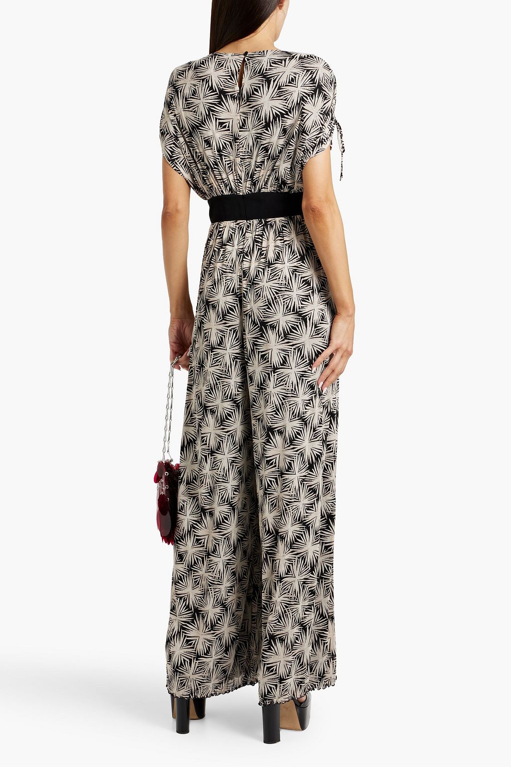 DIANE VON FURSTENBERG Andra printed stretch-mesh wide-leg jumpsuit