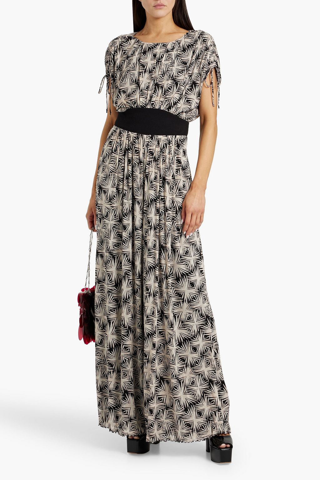 DIANE VON FURSTENBERG Andra printed stretch-mesh wide-leg jumpsuit