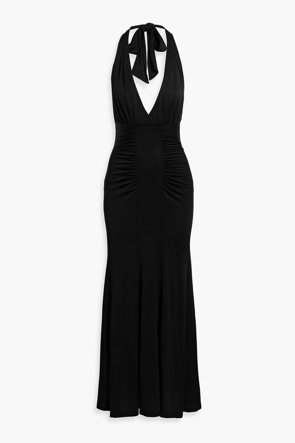 Diane Von Furstenberg Makayla Ruched Satin-jersey Halterneck Maxi Dress