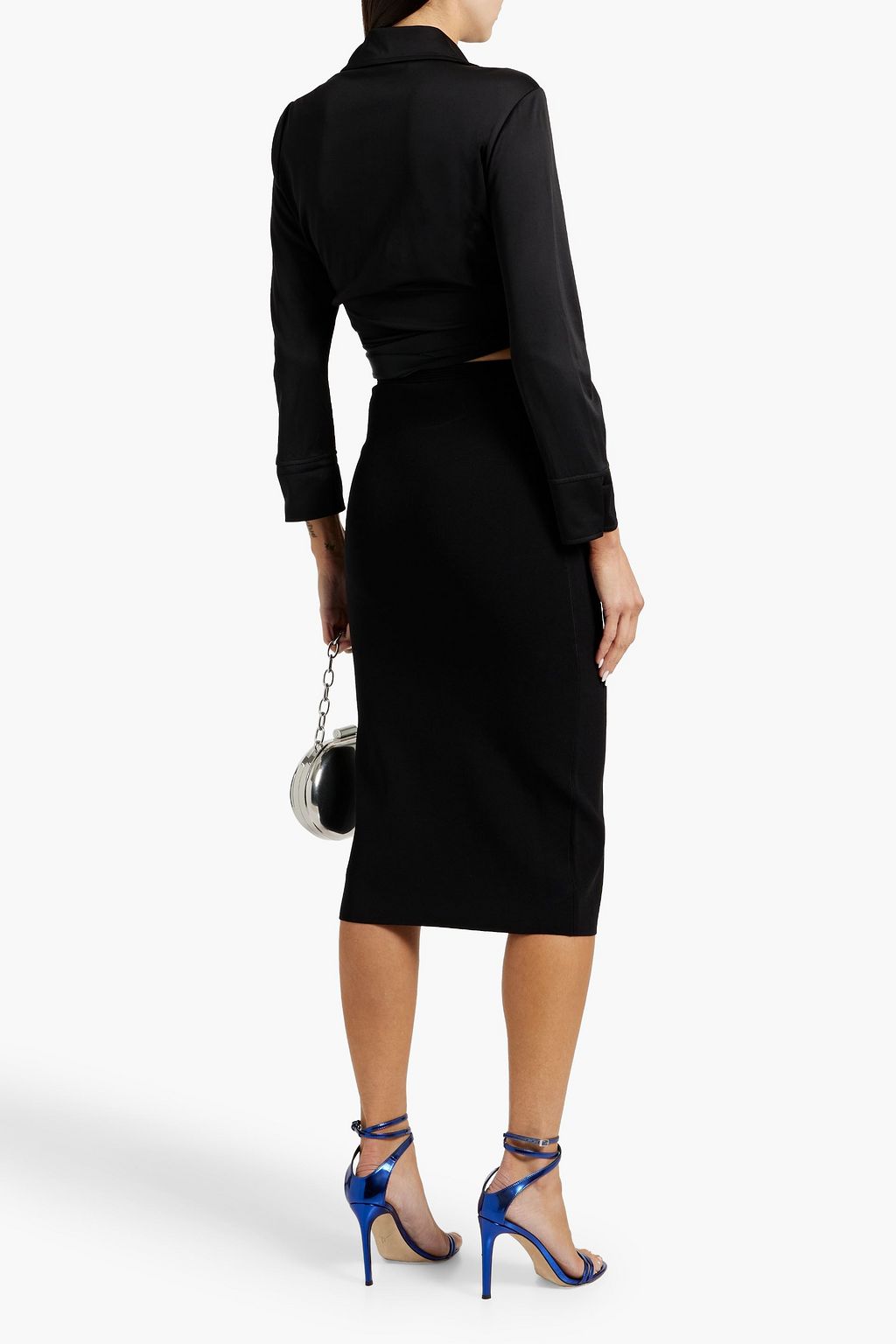 DIANE VON FURSTENBERG Bobbie cropped satin-jersey wrap top