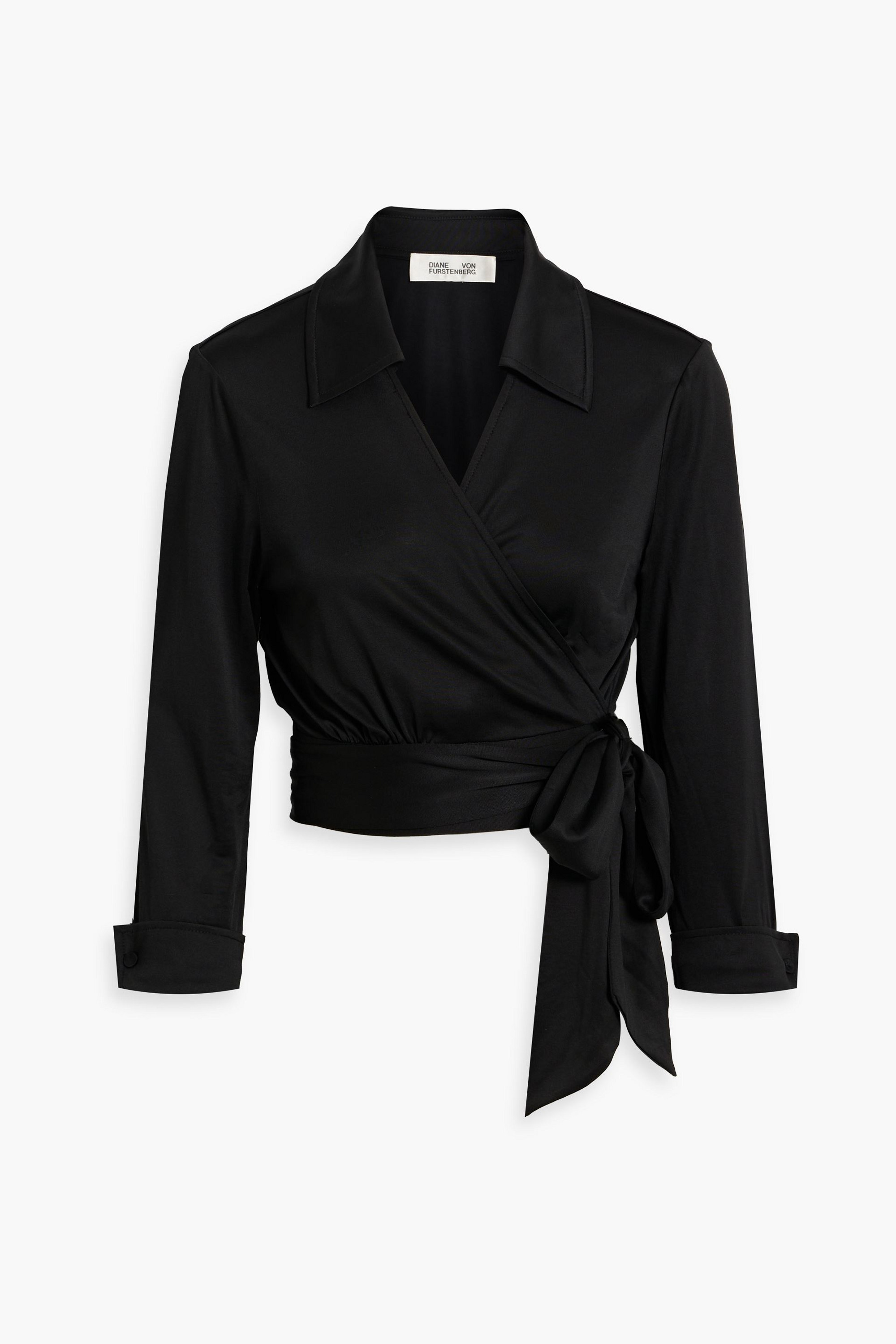 Diane von Furstenberg Bobbie cropped satin-jersey wrap top thumbnail