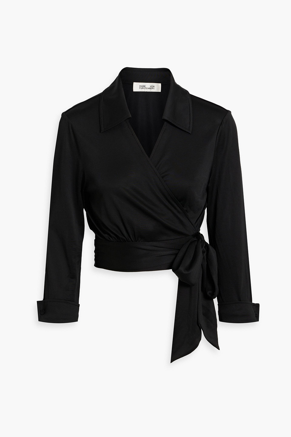 Diane Von Furstenberg Bobbie Cropped Satin-jersey Wrap Top