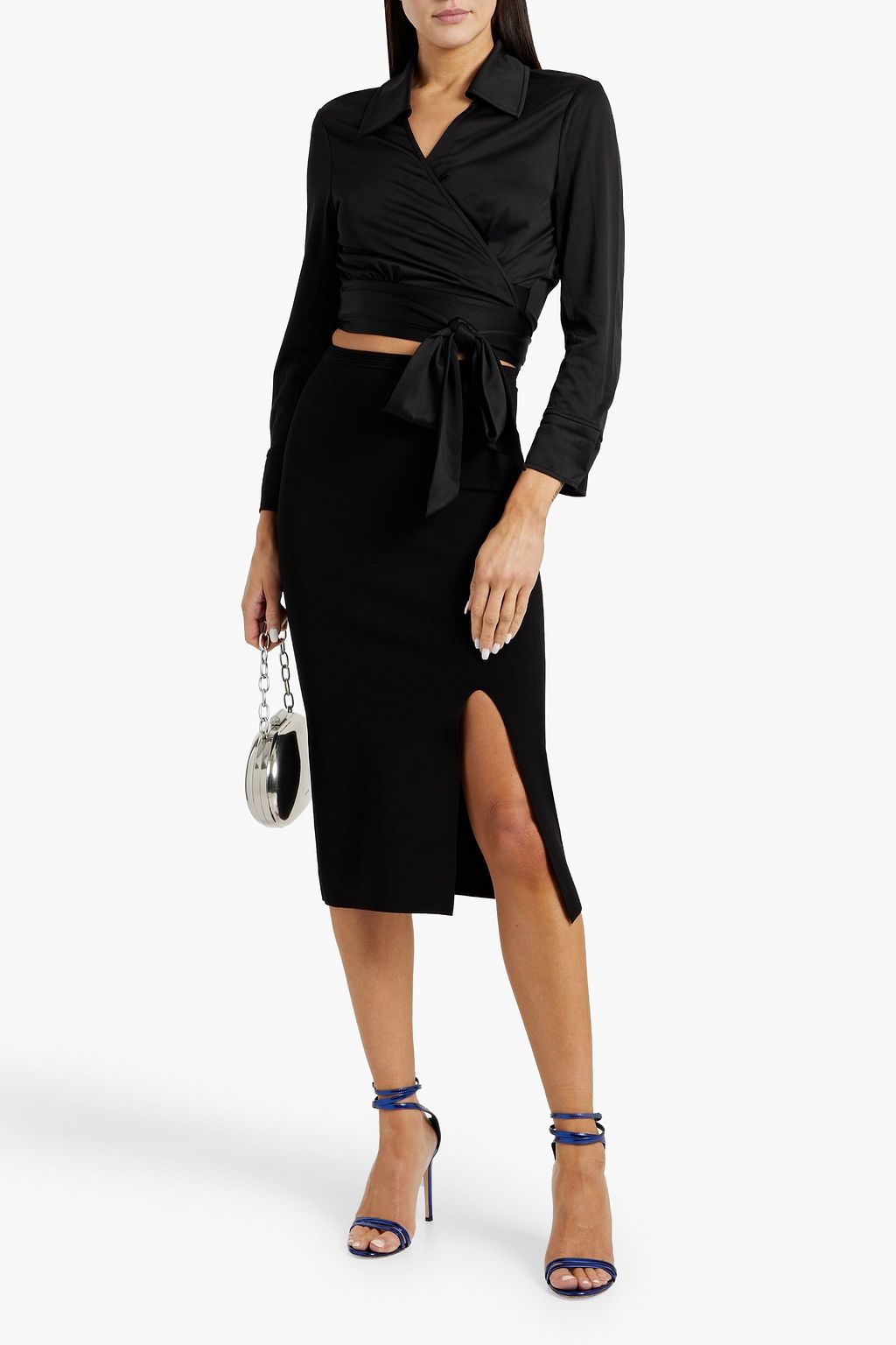 DIANE VON FURSTENBERG Bobbie cropped satin-jersey wrap top
