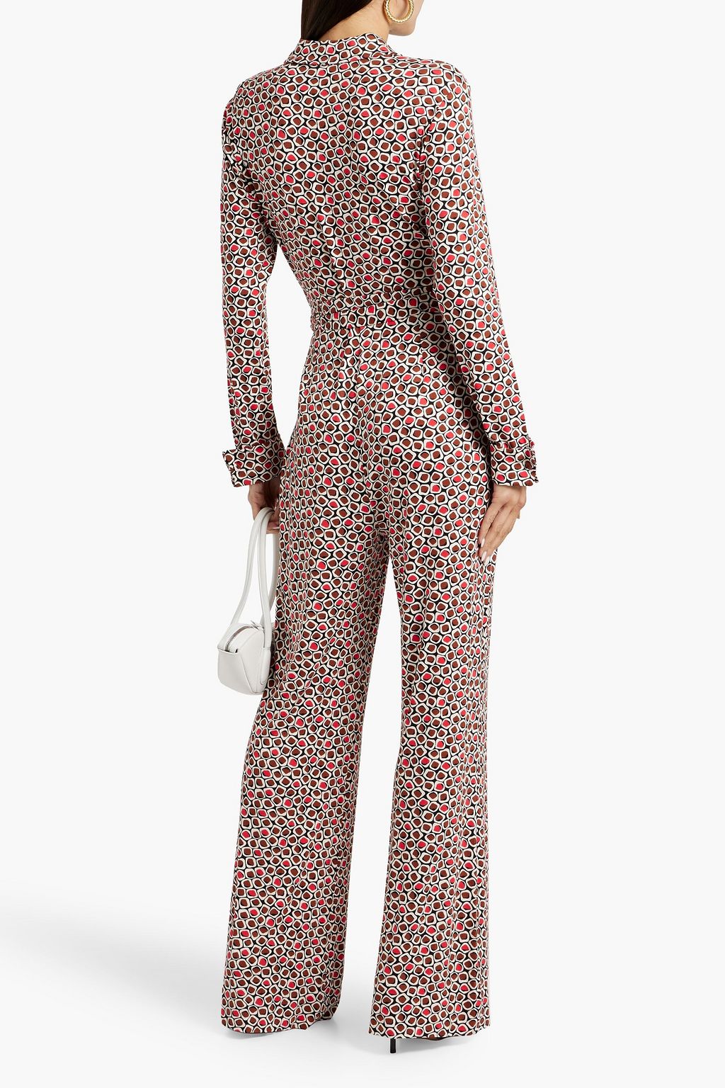 DIANE VON FURSTENBERG 프린트 스트레치 저지 와이드 레그 점프수트
