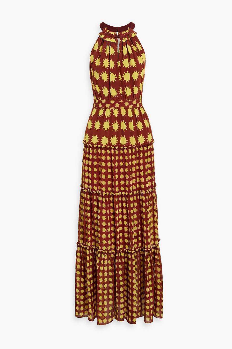 Diane Von Furstenberg Jack Tiered Printed Crepe De Chine Maxi Dress