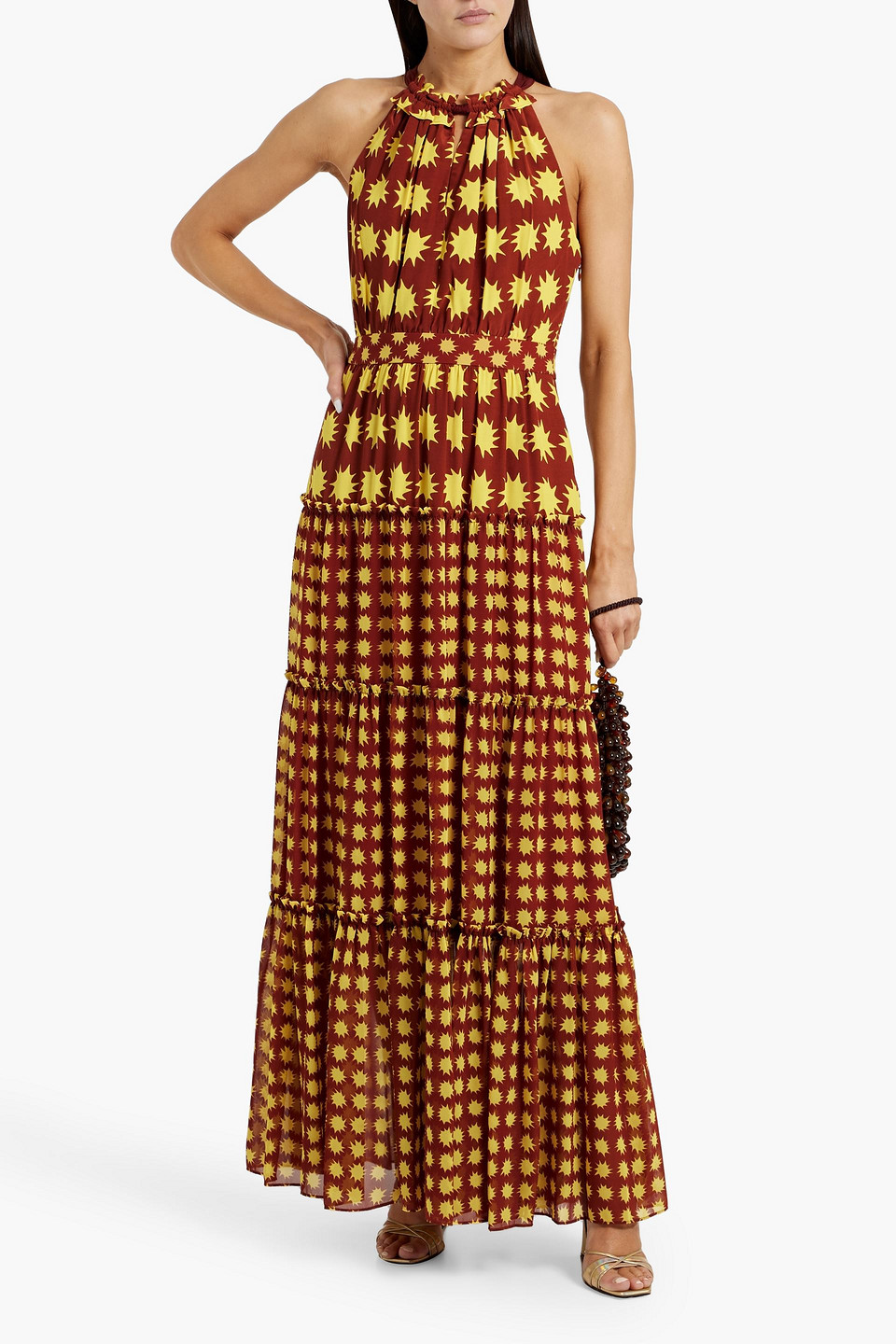 Diane Von Furstenberg Jack Tiered Printed Crepe De Chine Maxi Dress