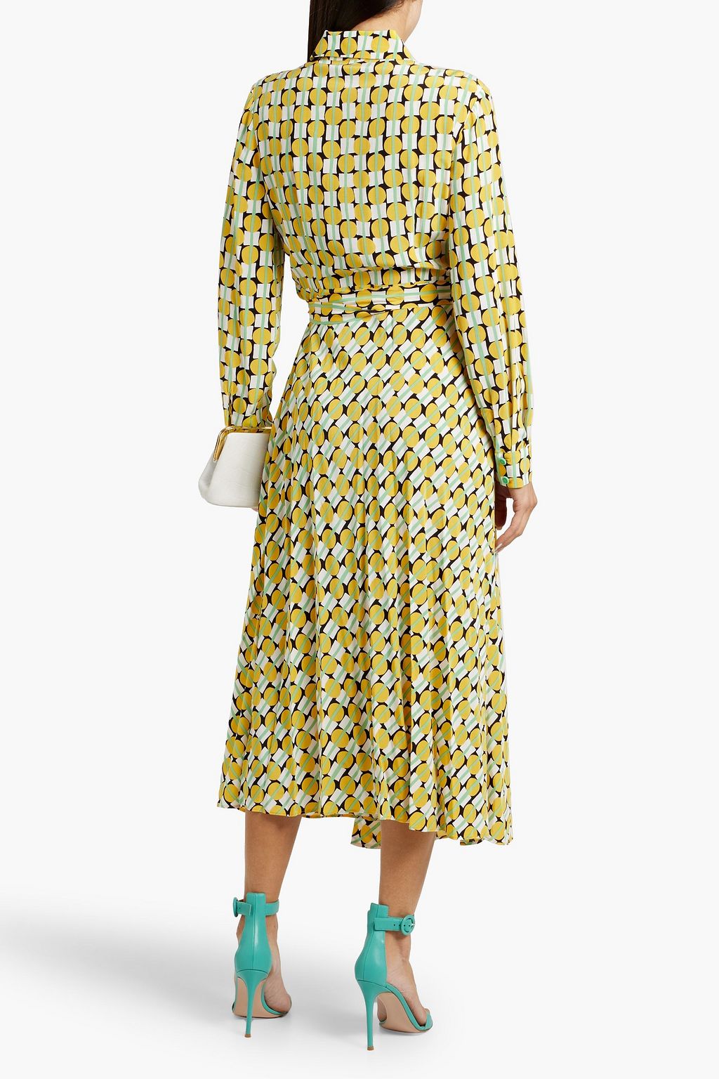 DIANE VON FURSTENBERG 프린트 크레이프 드 신 미디 랩 드레스
