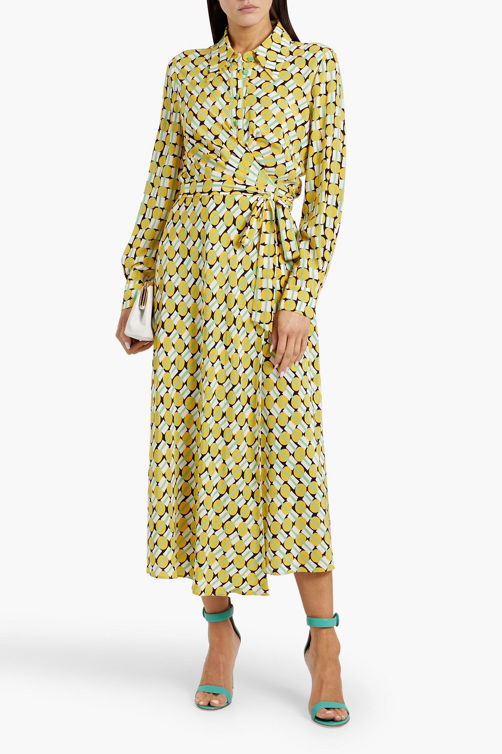 DIANE VON FURSTENBERG 프린트 크레이프 드 신 미디 랩 드레스