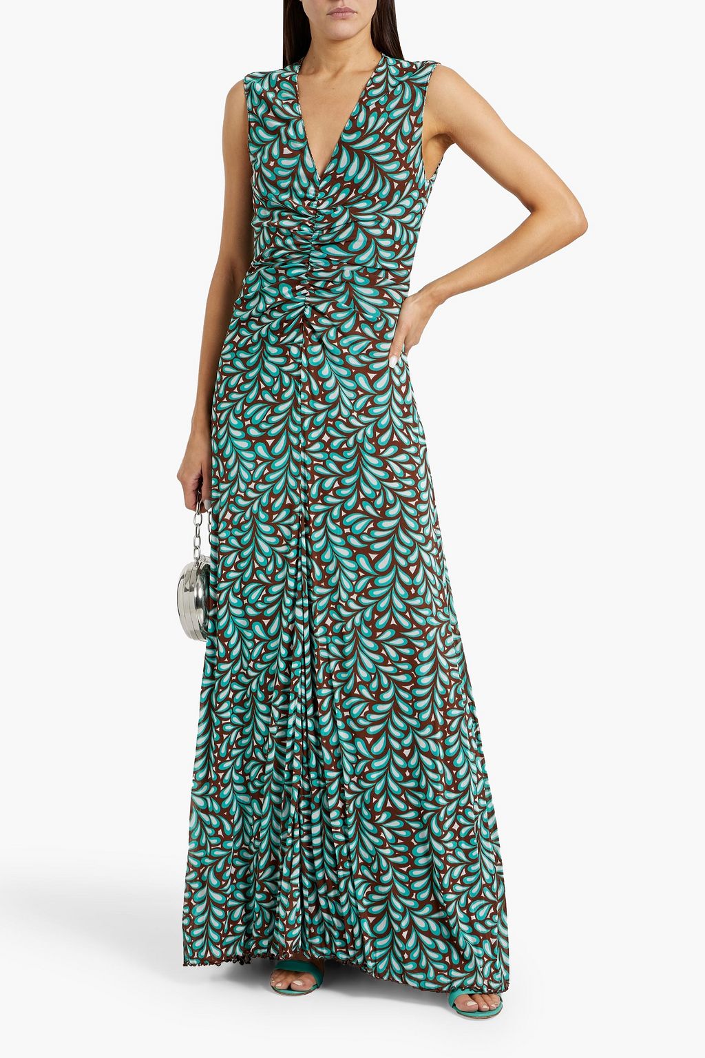 DIANE VON FURSTENBERG Solveigh reversible printed stretch-mesh maxi dress