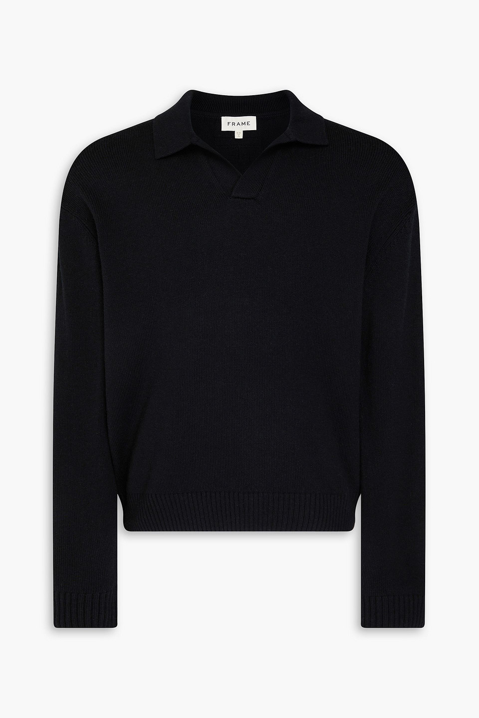 Frame Mens Black Polo-collar Regular-fit Wool And Silk-blend Jumper In Black