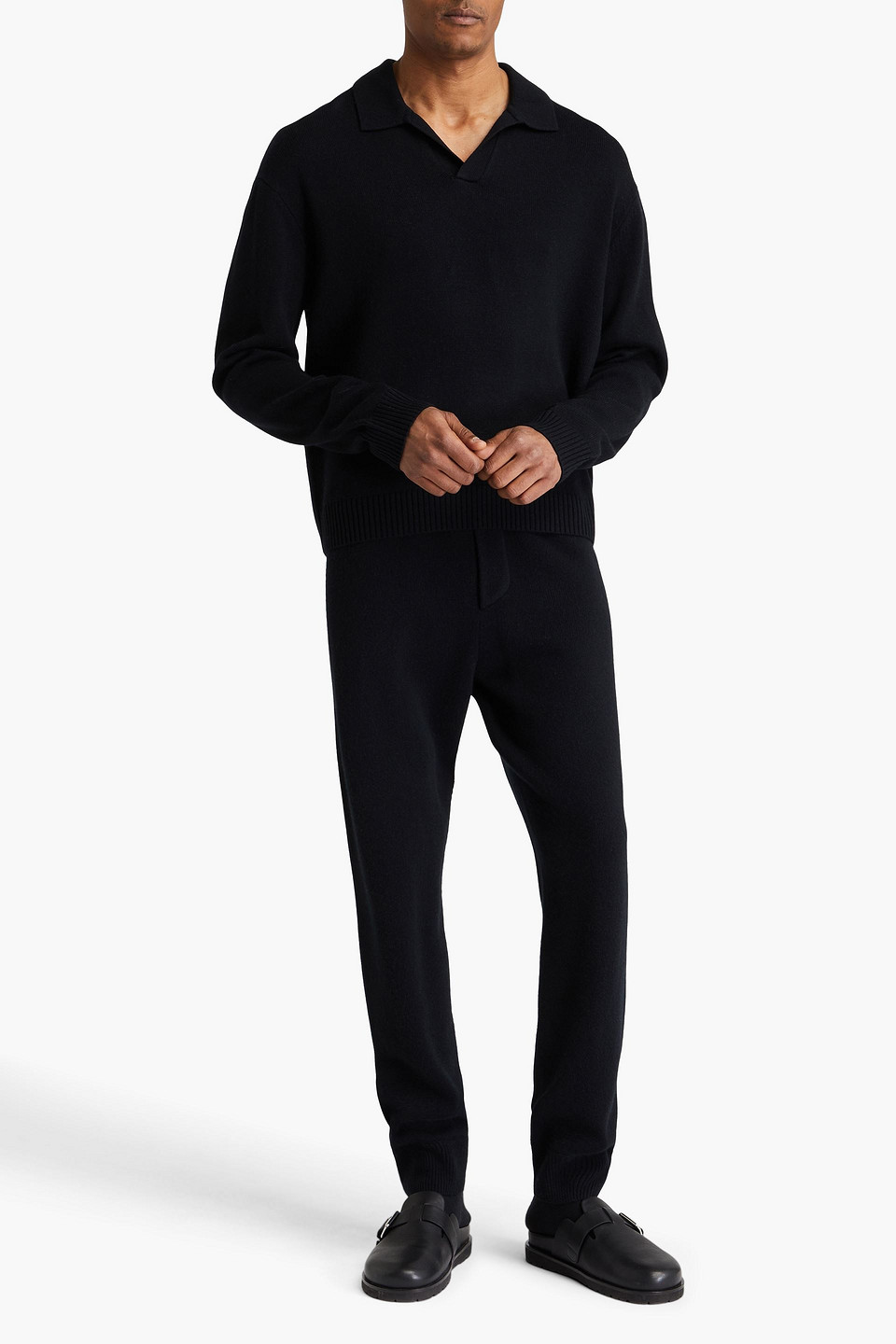 Frame Mens Black Polo-collar Regular-fit Wool And Silk-blend Jumper In Black