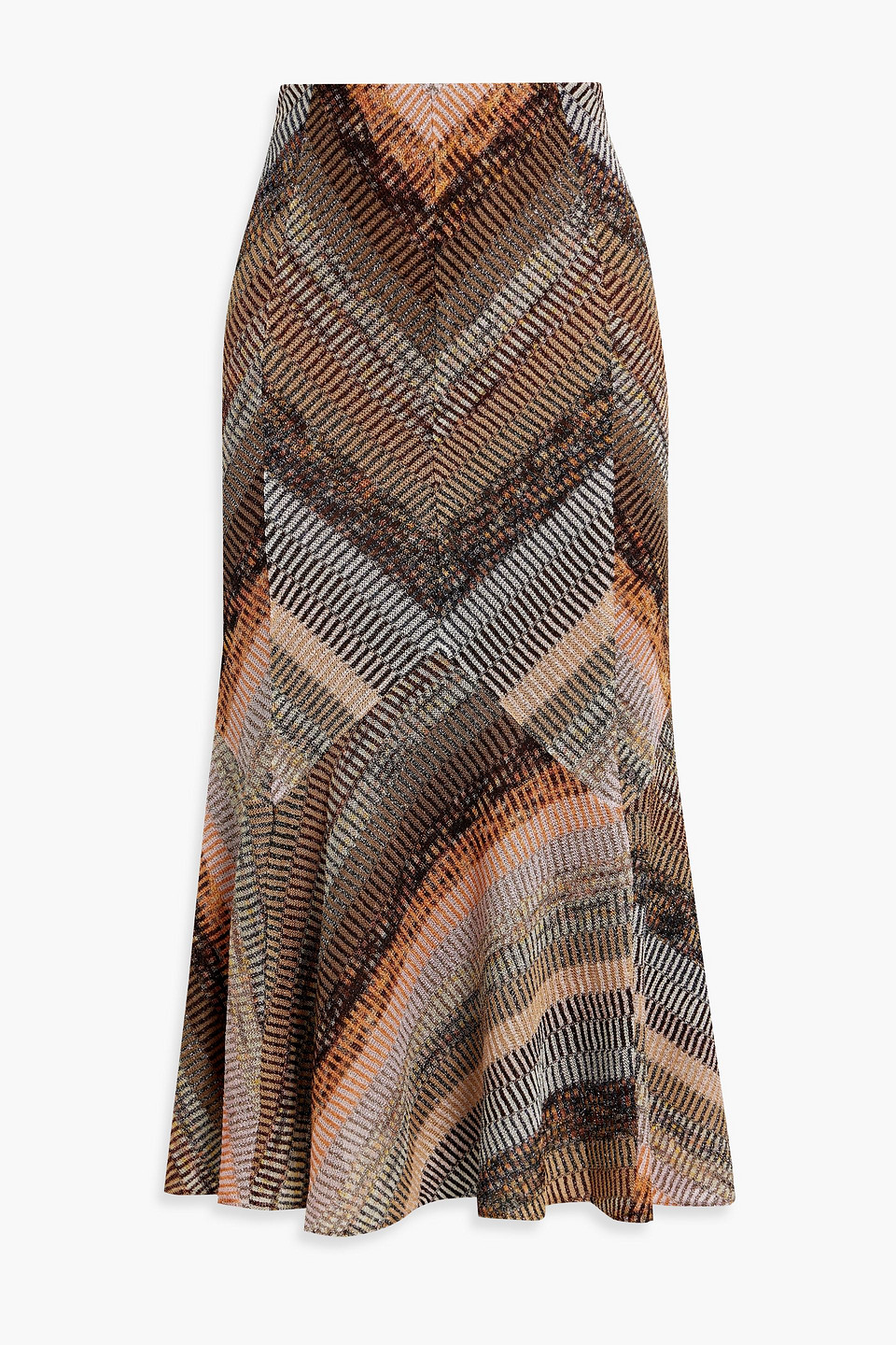 MISSONI METALLIC CROCHET-KNIT MIDI SKIRT