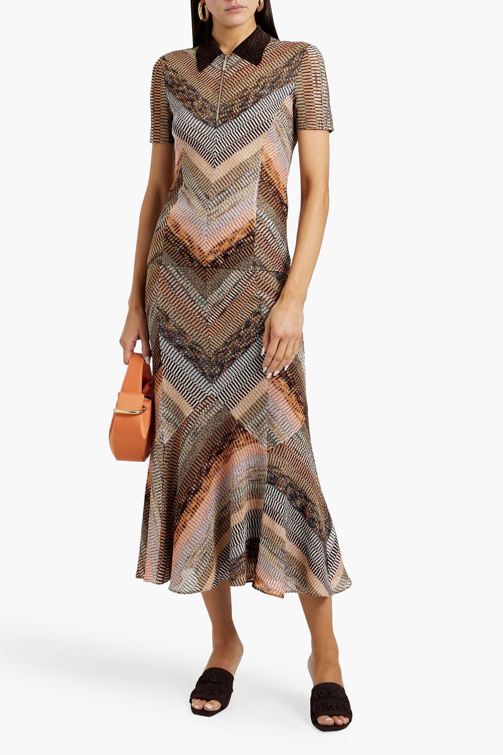 MISSONI Metallic crochet-knit midi skirt