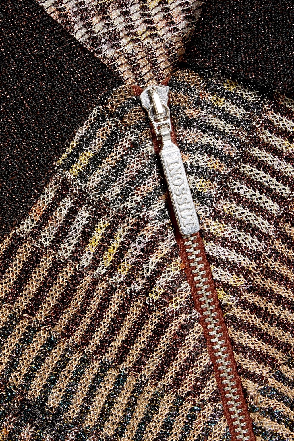 MISSONI Metallic crochet-knit polo shirt