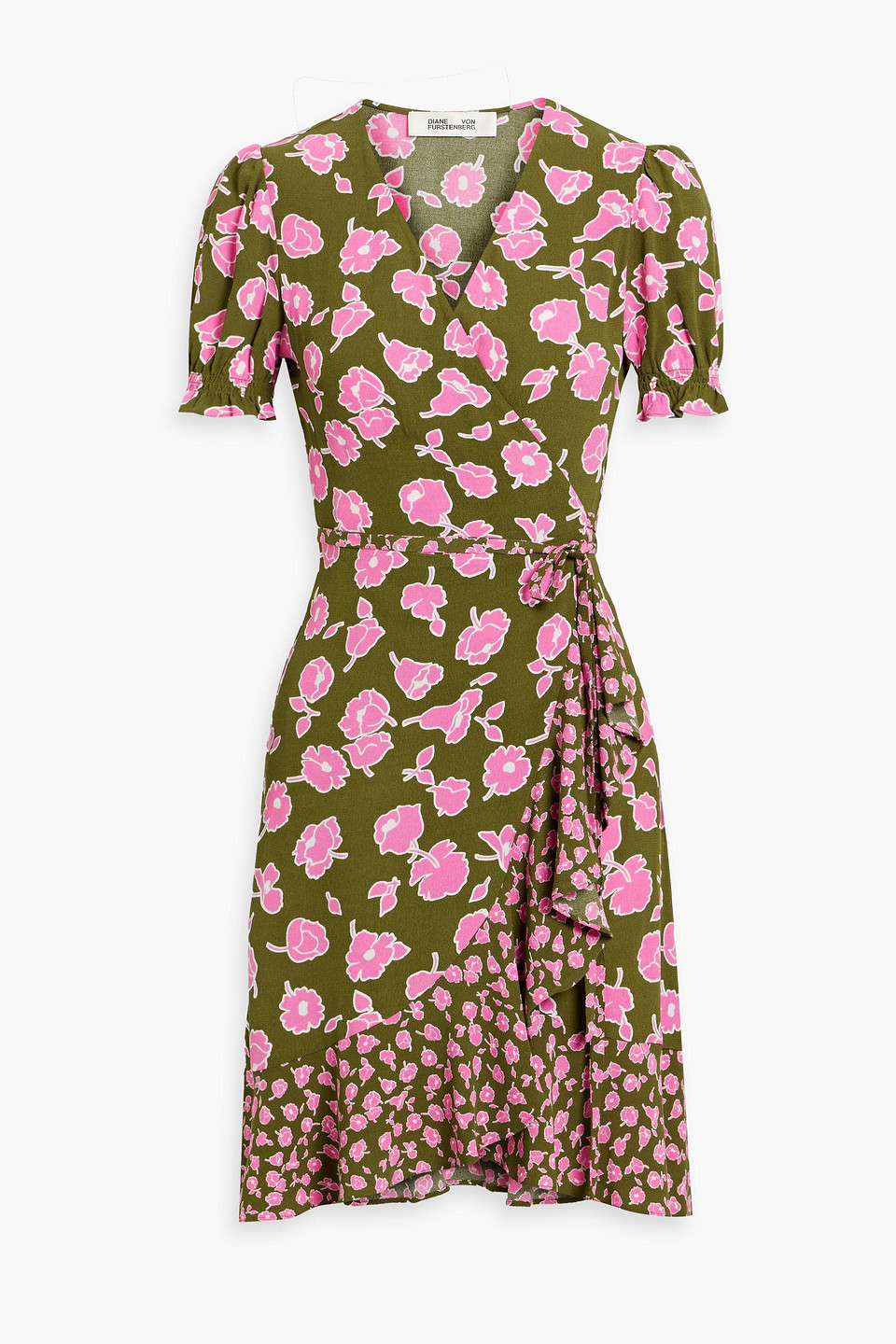Diane Von Furstenberg Emilia Floral-print Crepe Mini Wrap Dress