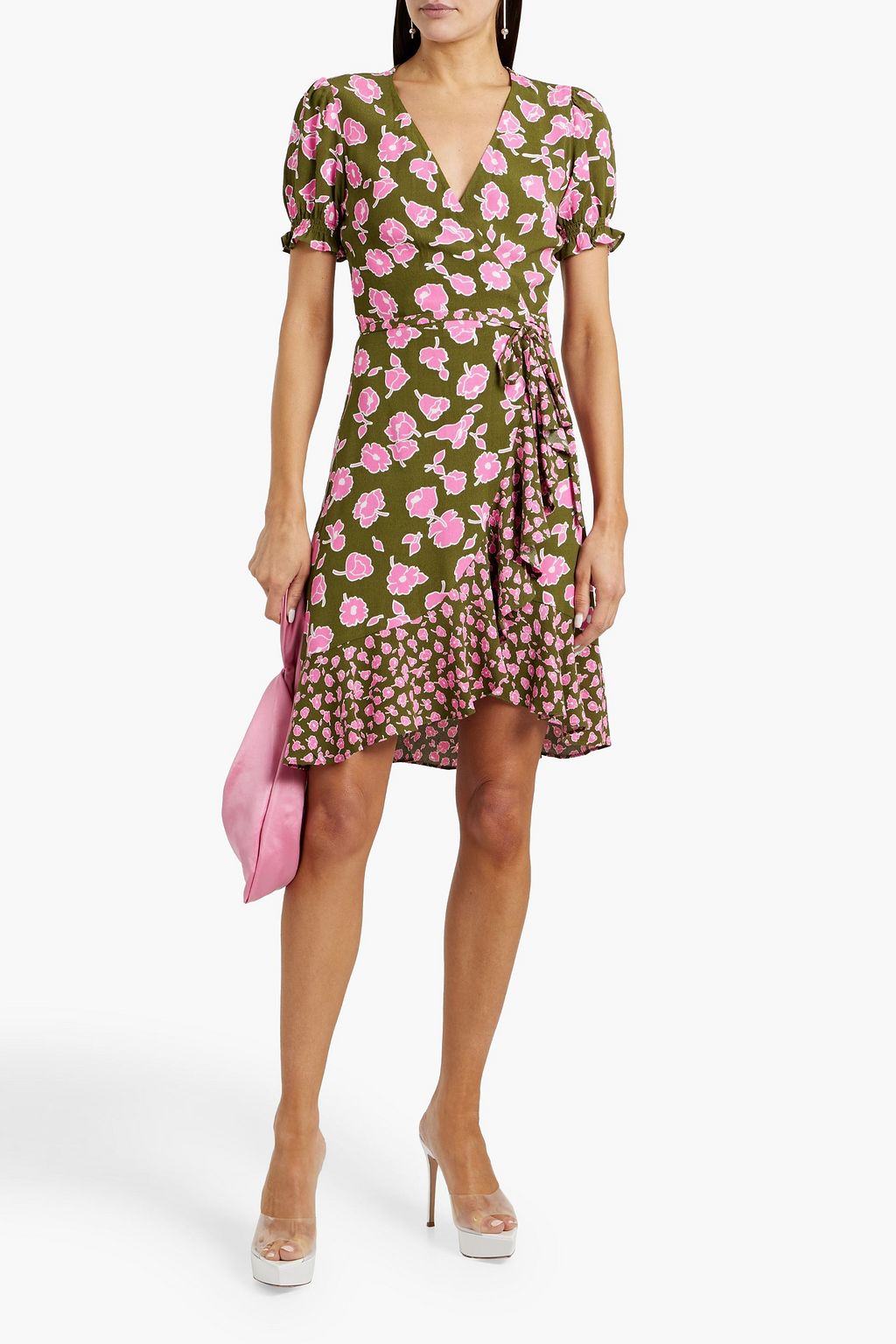 DIANE VON FURSTENBERG Emilia floral-print crepe mini wrap dress