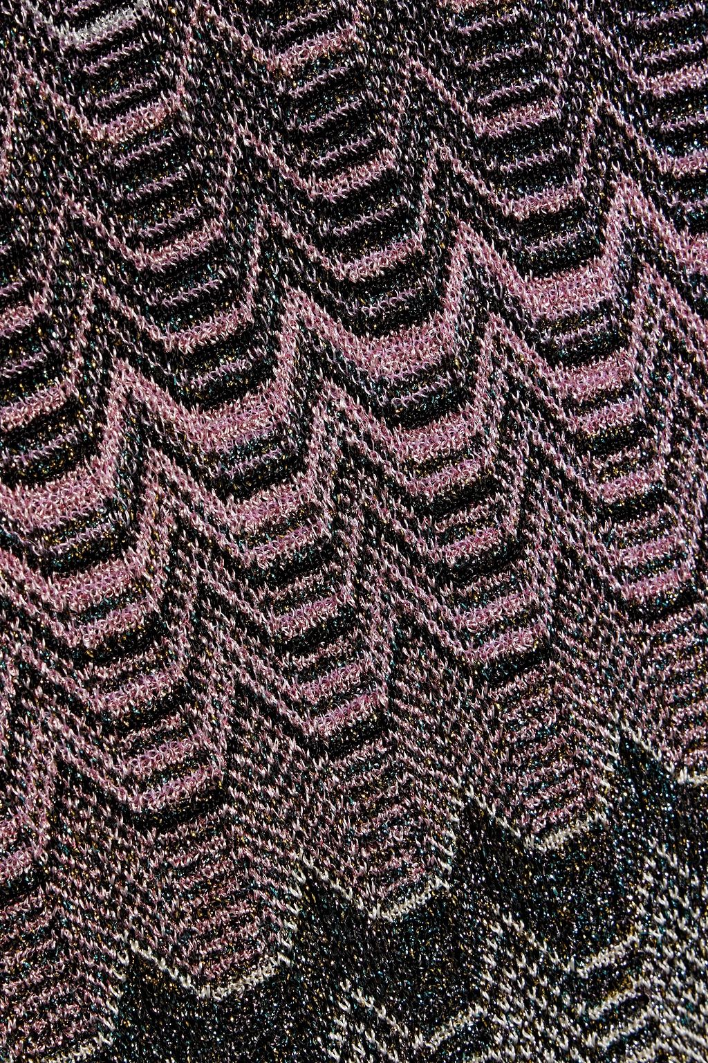 MISSONI Belted metallic crochet-knit cardigan