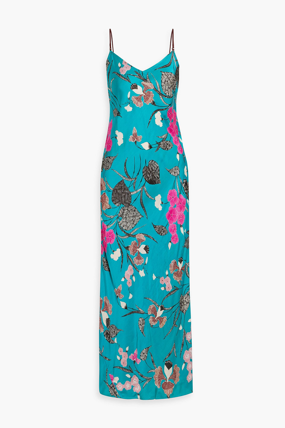 Diane Von Furstenberg Balbino Reversible Floral-print Crepe De Chine Maxi Slip Dress