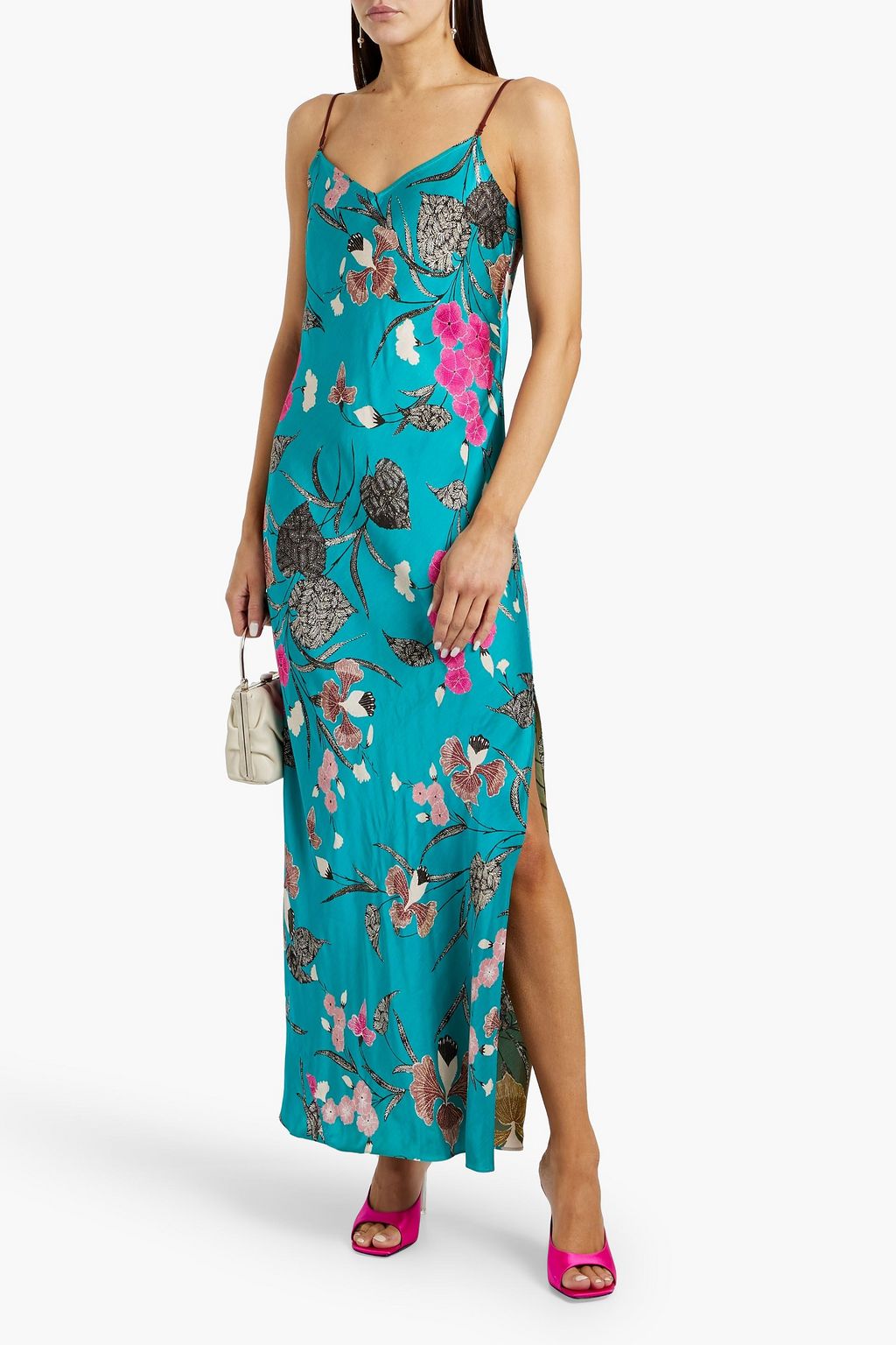 DIANE VON FURSTENBERG Balbino reversible floral-print crepe de chine maxi slip dress