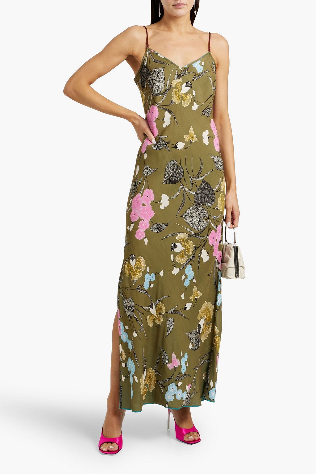 DIANE VON FURSTENBERG Balbino reversible floral-print crepe de chine maxi slip dress