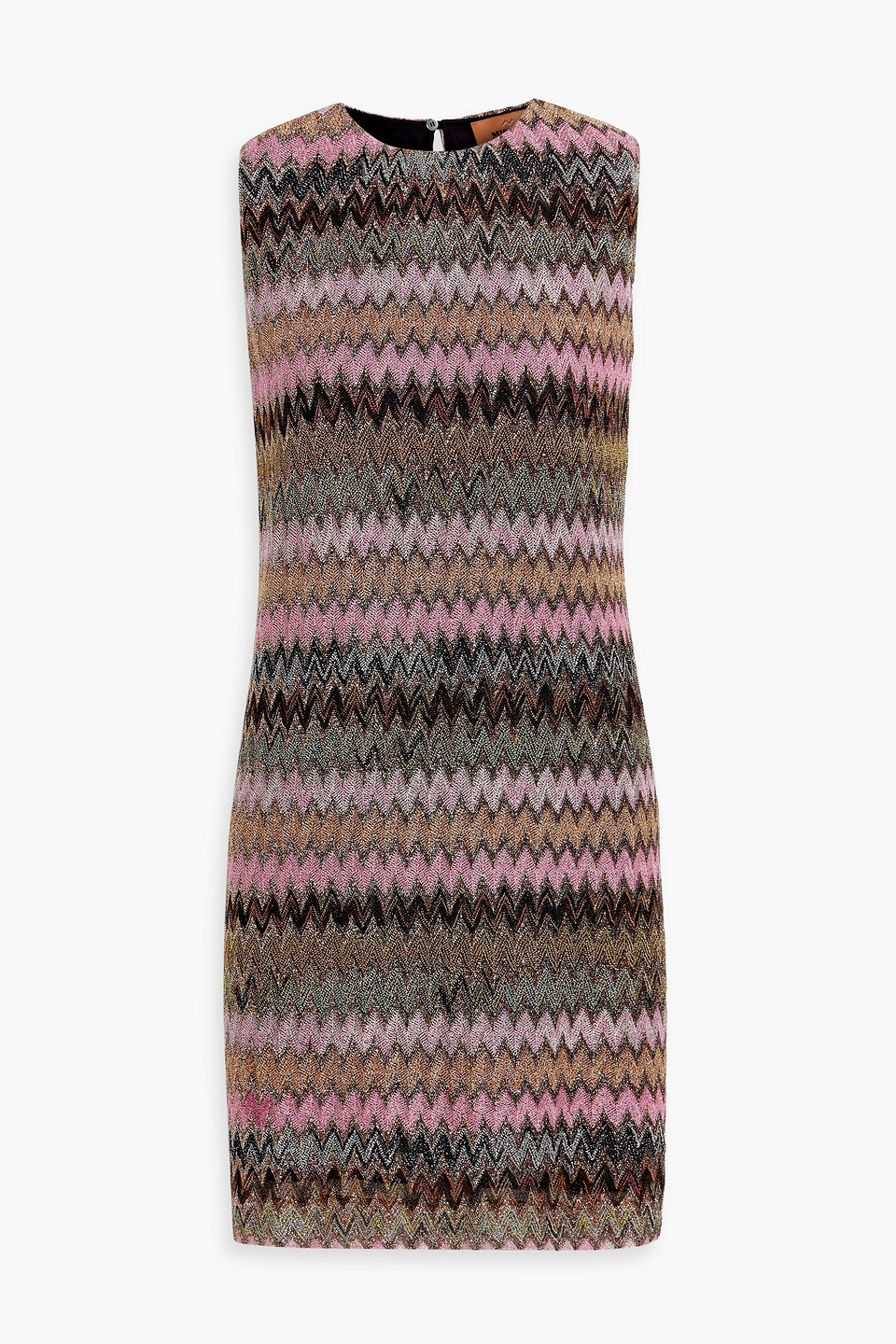 Metallic crochet-knit mini dress