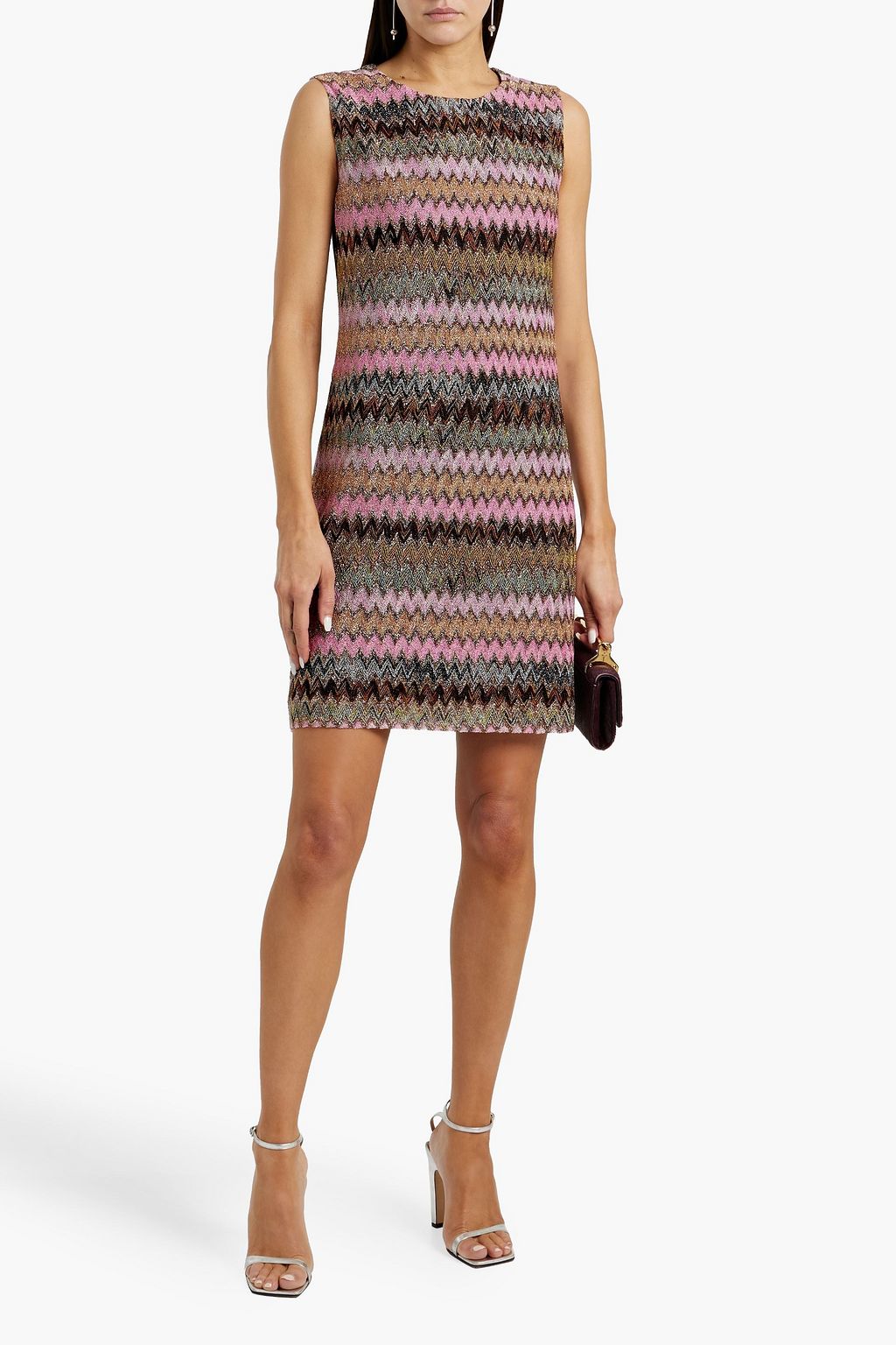 MISSONI Metallic crochet-knit mini dress