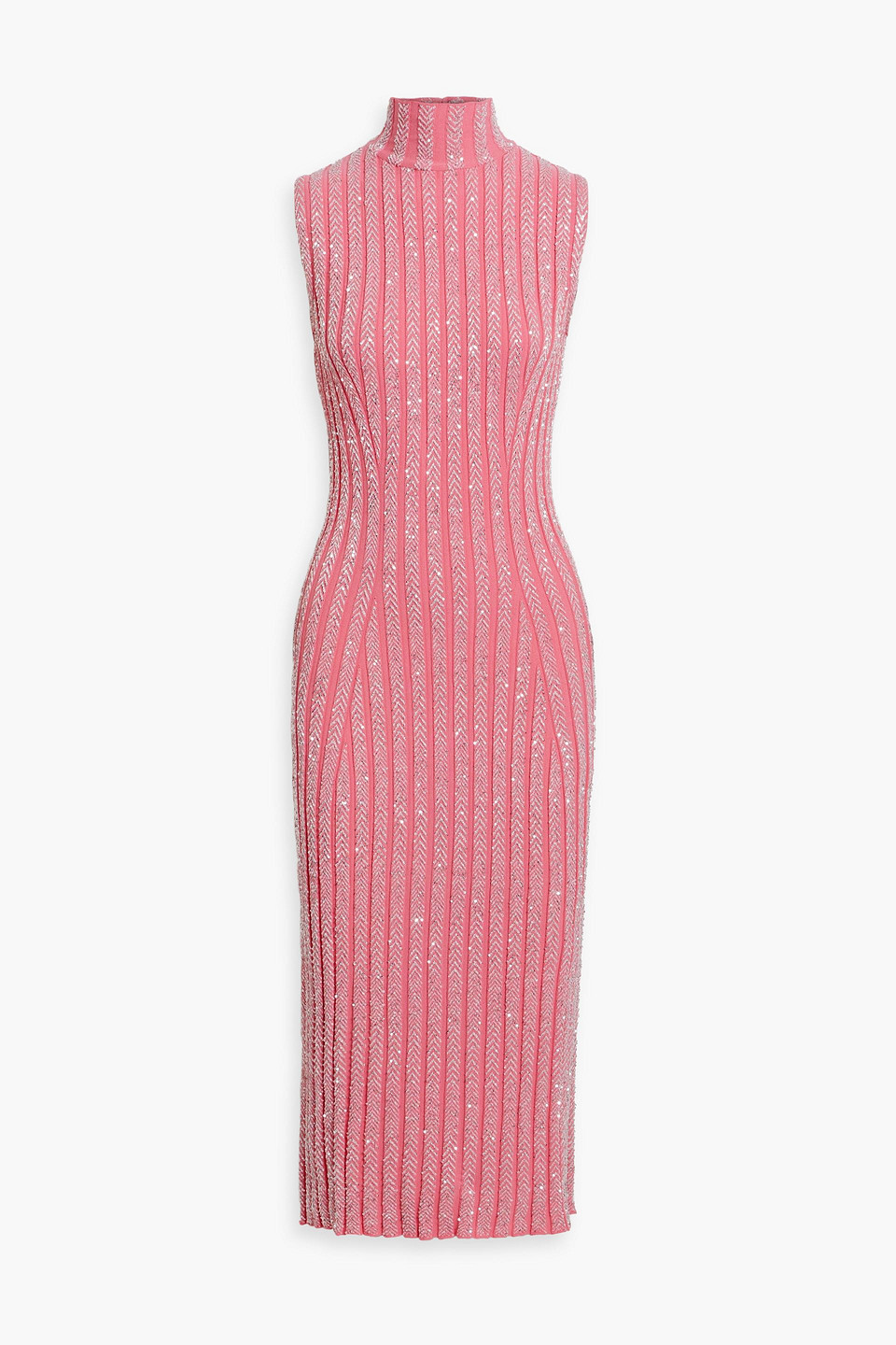 Missoni Sequin-embellished Ribbed-knit Midi Dress In Pink