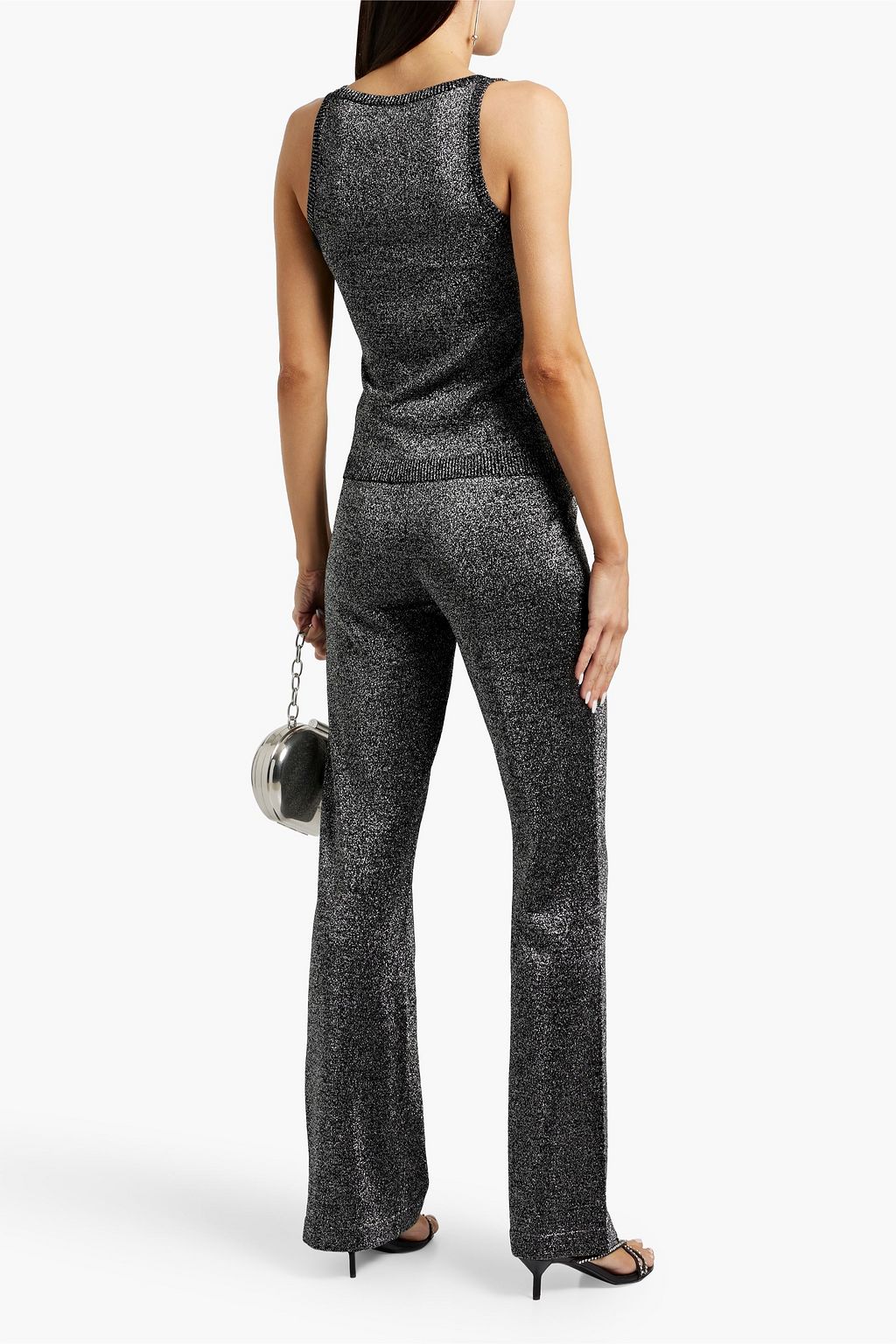 MISSONI Metallic crochet-knit flared pants