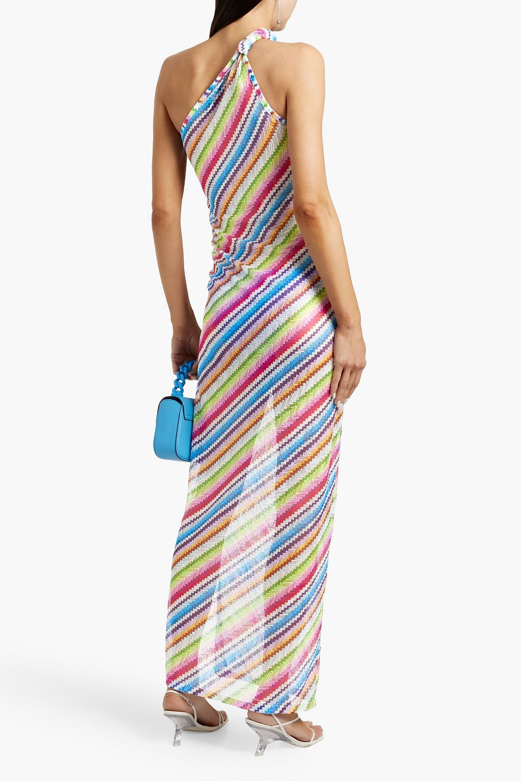 MISSONI One-shoulder twisted crochet-knit maxi dress