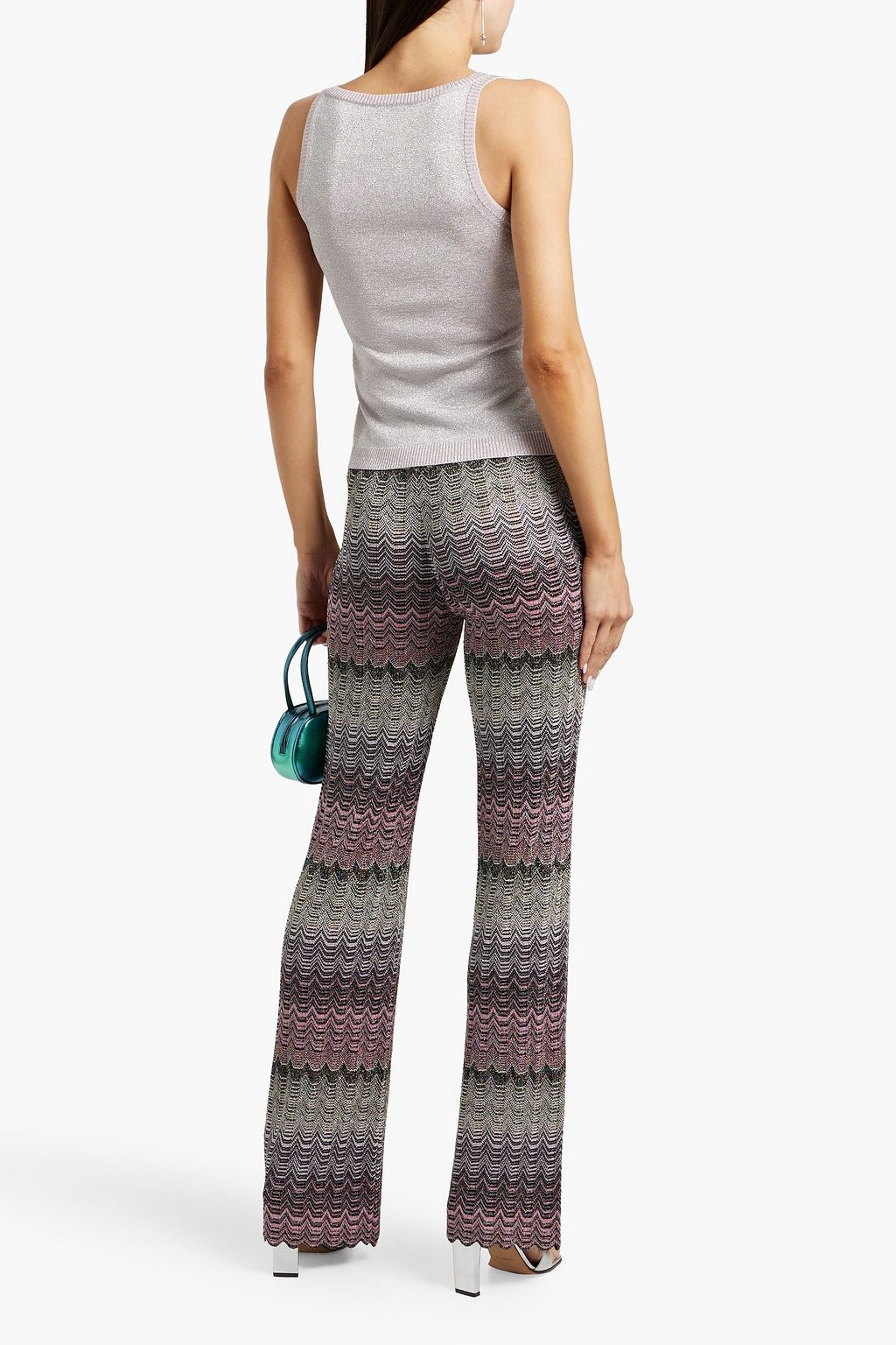 MISSONI Metallic crochet-knit flared pants