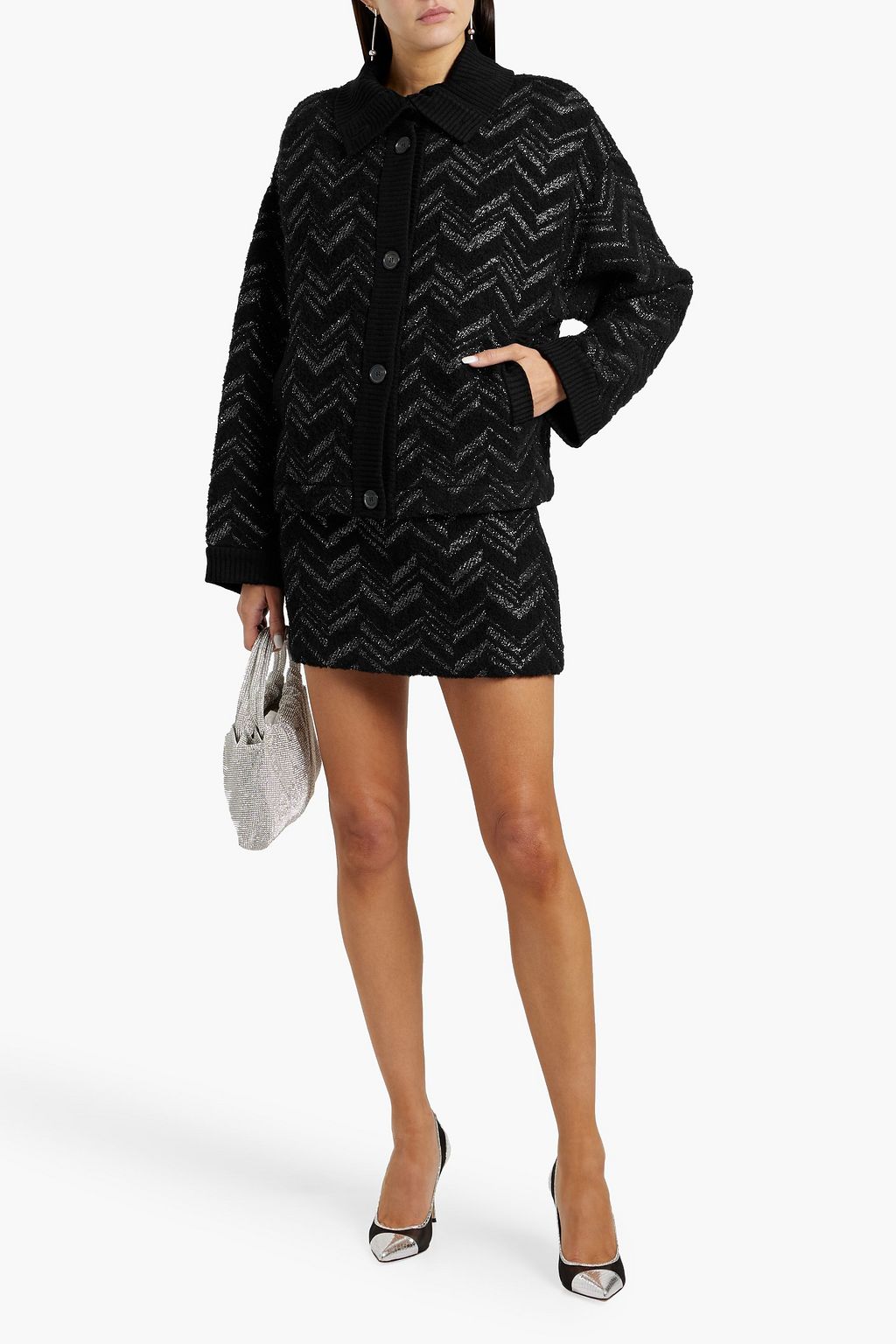 MISSONI Metallic bouclé-tweed mini skirt