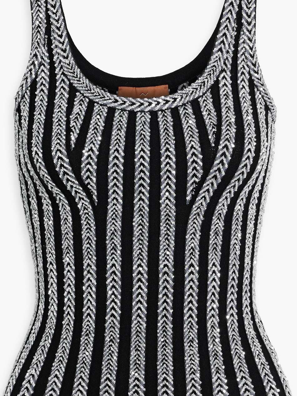 sequin-embellished ribbed-knit tank