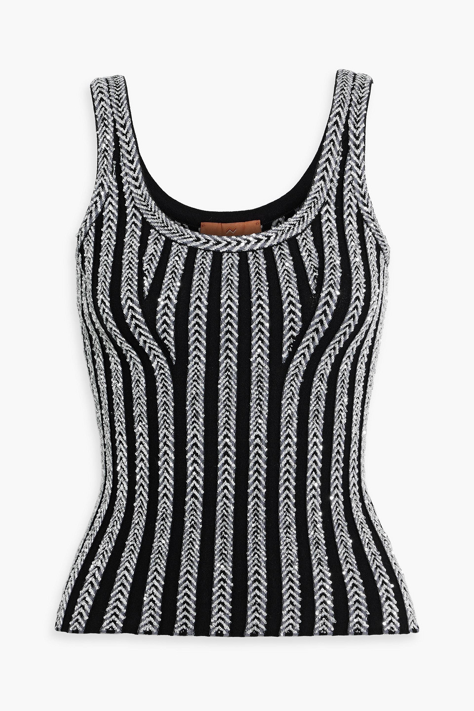 Sequin-embellished ribbed-knit tank