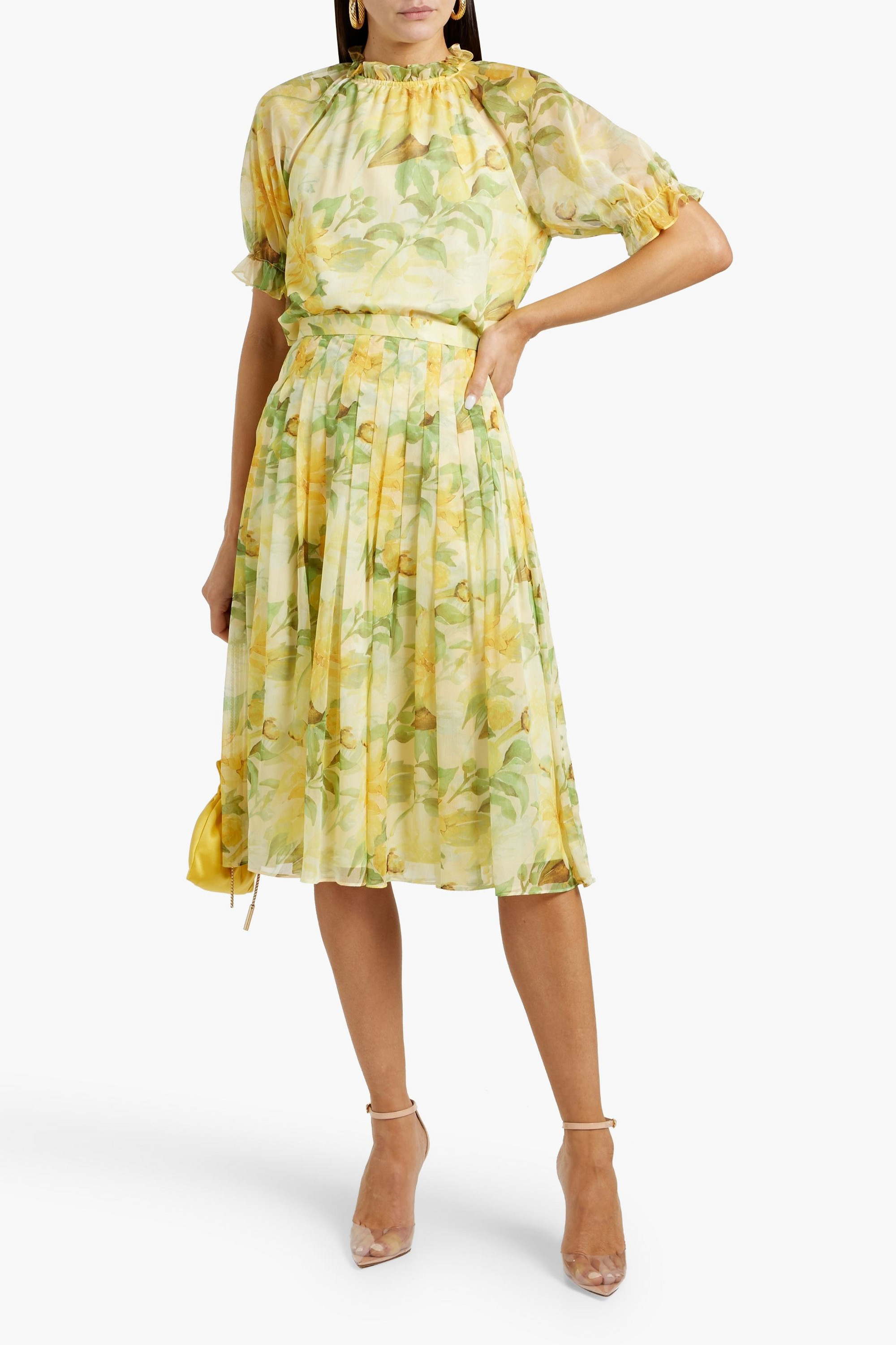 MIKAEL AGHAL Ruffled floral-print chiffon blouse