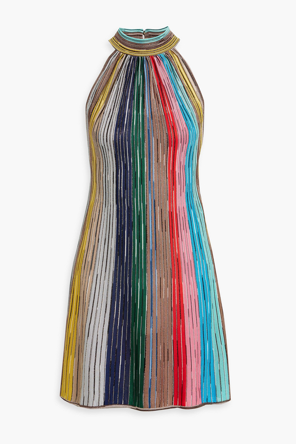 Missoni Metallic Striped Ribbed-knit Mini Dress In Multi